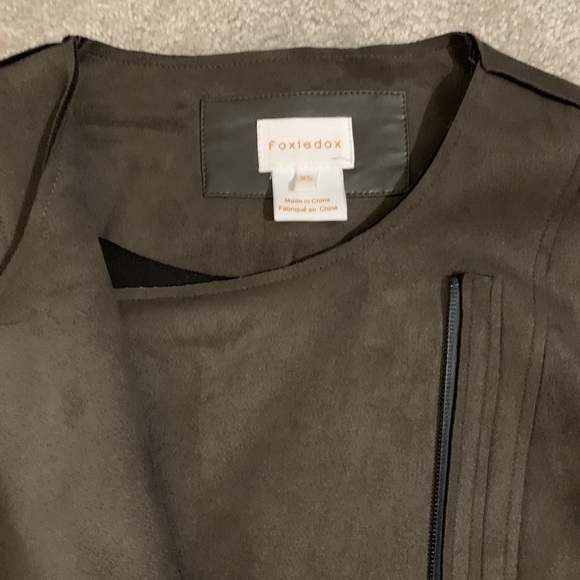 Olive Green Vegan Suede Jacket - Picture 4 of 8